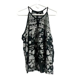 NWT Lucky Brand Boho Tunic Top with Embroidered Flower Designs size Large